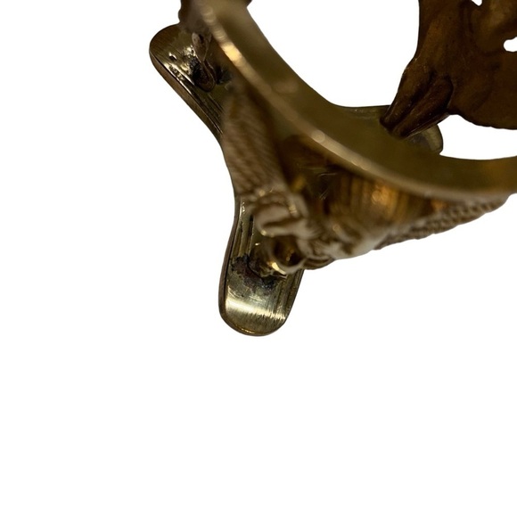 Vintage 1950s Brass Candle Holder Candle Stand Cherubs Angels Vase Holder - Picture 7 of 9